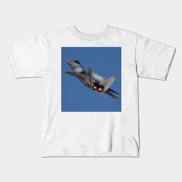F-22 Raptor Afterburner Climb and Vapor Kids T-Shirt by acefox1